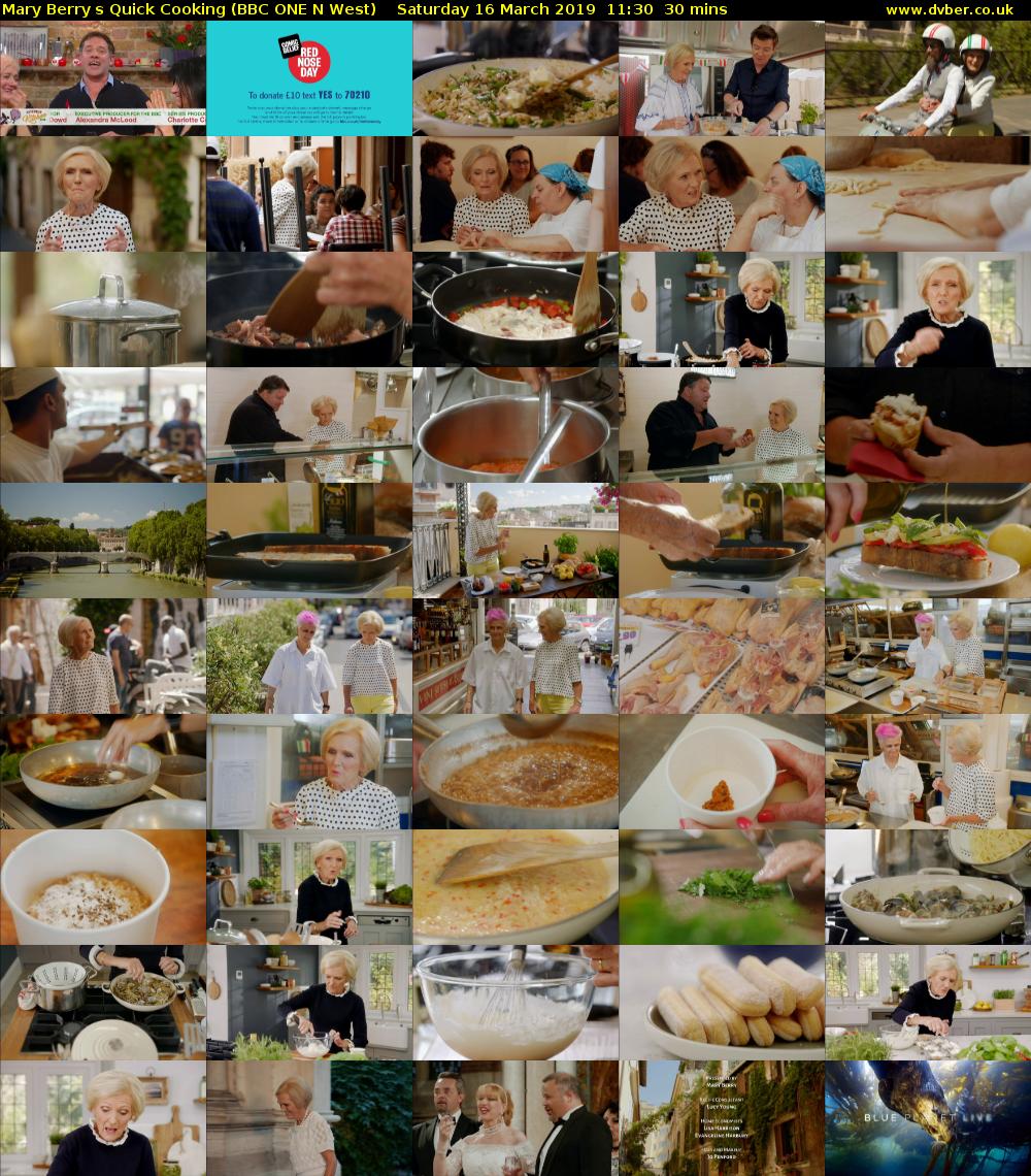 Mary Berrys Quick Cooking (BBC ONE N West) Saturday 16 March 2019 11:30 - 12:00