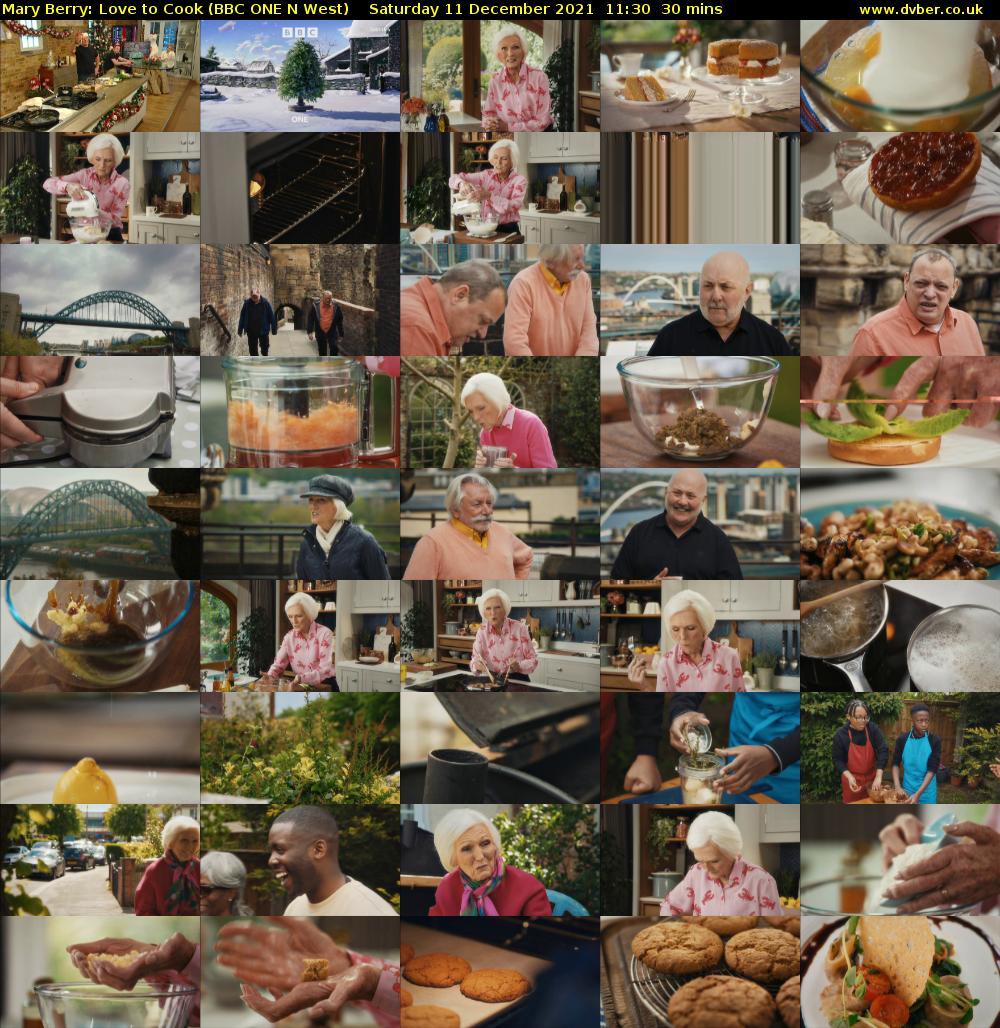 Mary Berry: Love to Cook (BBC ONE N West) Saturday 11 December 2021 11:30 - 12:00