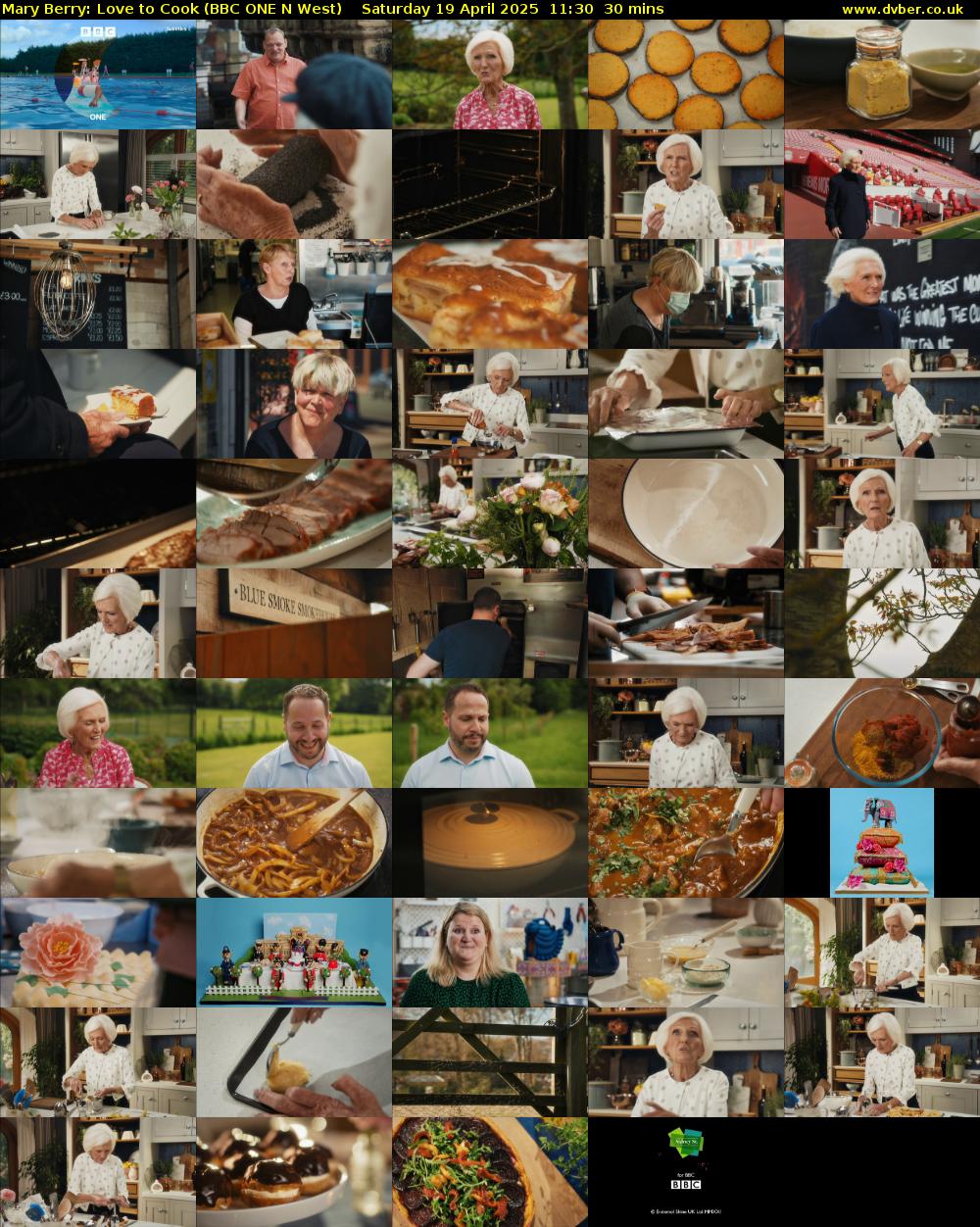 Mary Berry: Love to Cook (BBC ONE N West) Saturday 19 April 2025 11:30 - 12:00