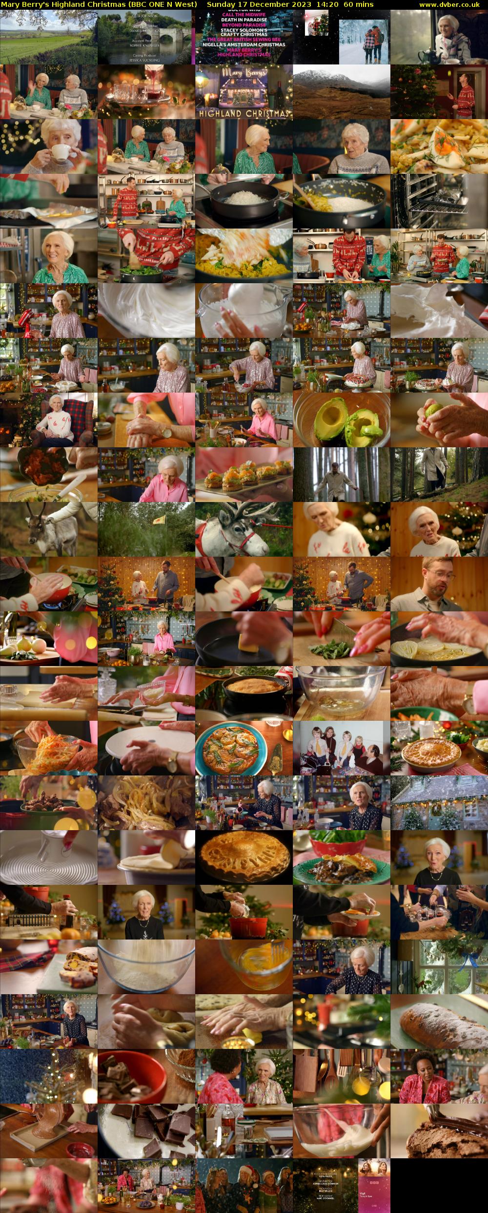 Mary Berry's Highland Christmas (BBC ONE N West) Sunday 17 December 2023 14:20 - 15:20