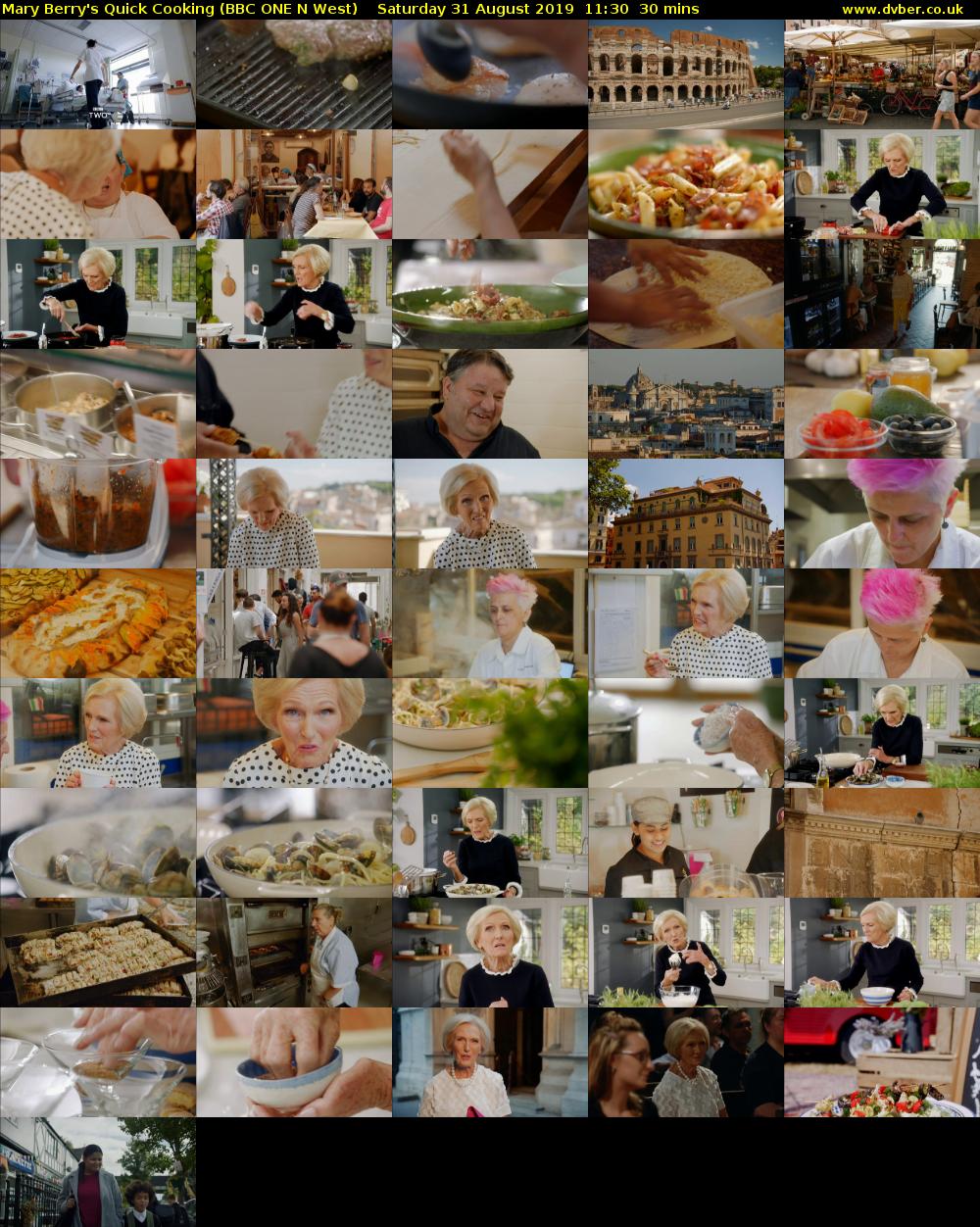 Mary Berry's Quick Cooking (BBC ONE N West) Saturday 31 August 2019 11:30 - 12:00