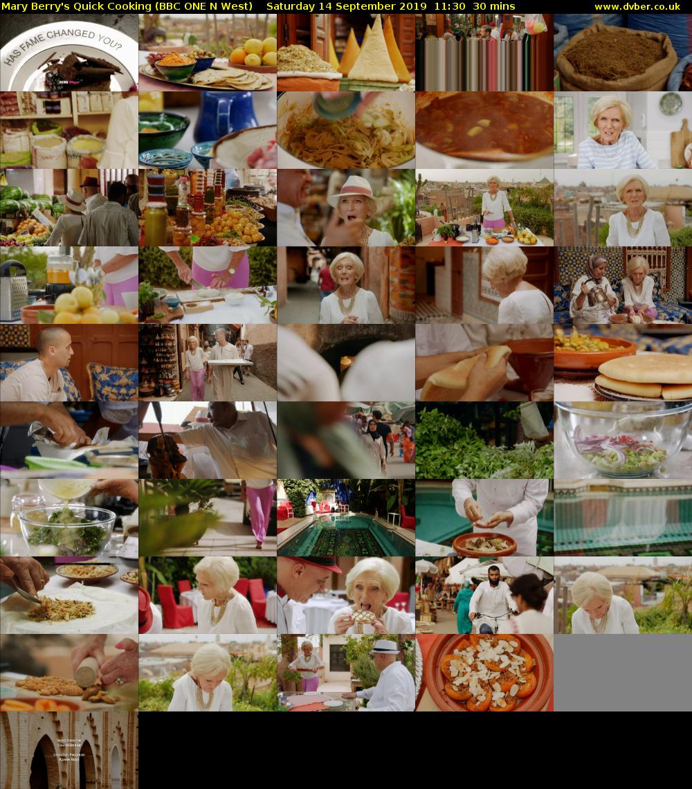 Mary Berry's Quick Cooking (BBC ONE N West) Saturday 14 September 2019 11:30 - 12:00