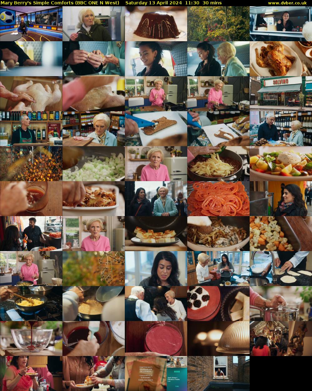 Mary Berry's Simple Comforts (BBC ONE N West) Saturday 13 April 2024 11:30 - 12:00