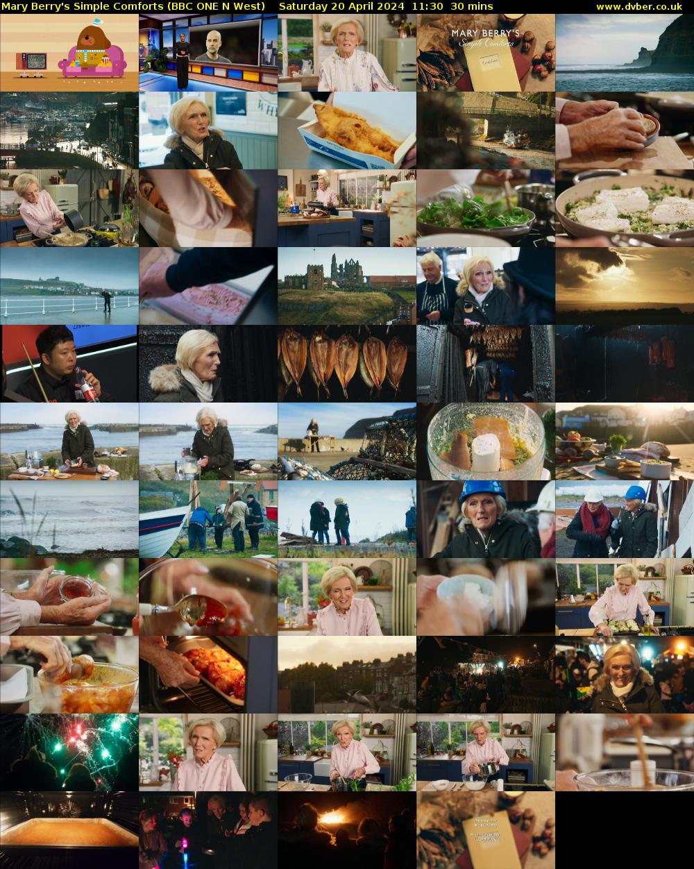 Mary Berry's Simple Comforts (BBC ONE N West) Saturday 20 April 2024 11:30 - 12:00