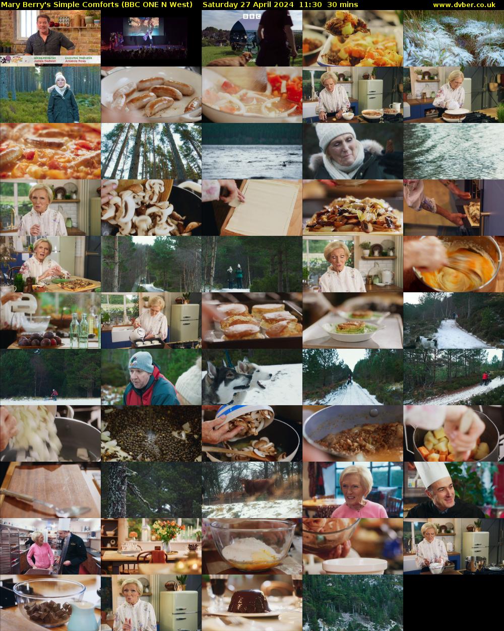 Mary Berry's Simple Comforts (BBC ONE N West) Saturday 27 April 2024 11:30 - 12:00