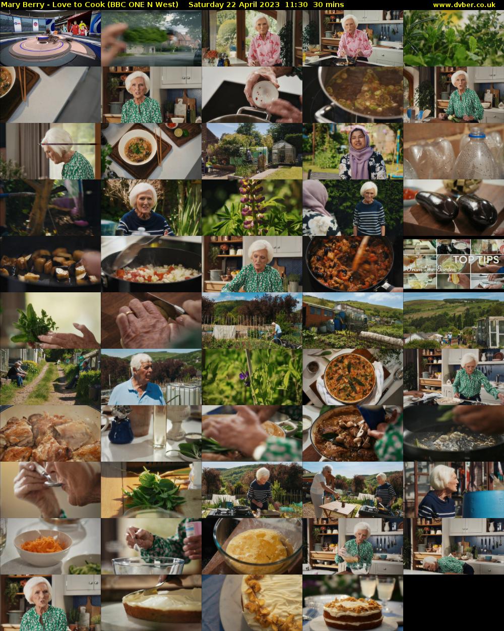 Mary Berry - Love to Cook (BBC ONE N West) Saturday 22 April 2023 11:30 - 12:00