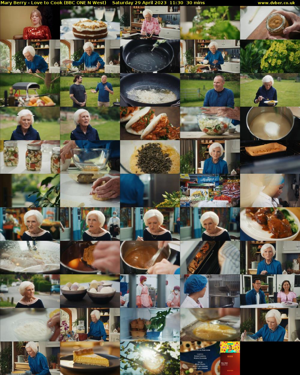 Mary Berry - Love to Cook (BBC ONE N West) Saturday 29 April 2023 11:30 - 12:00