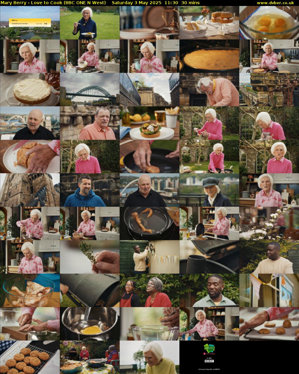 Mary Berry - Love to Cook (BBC ONE N West) Saturday 3 May 2025 11:30 - 12:00