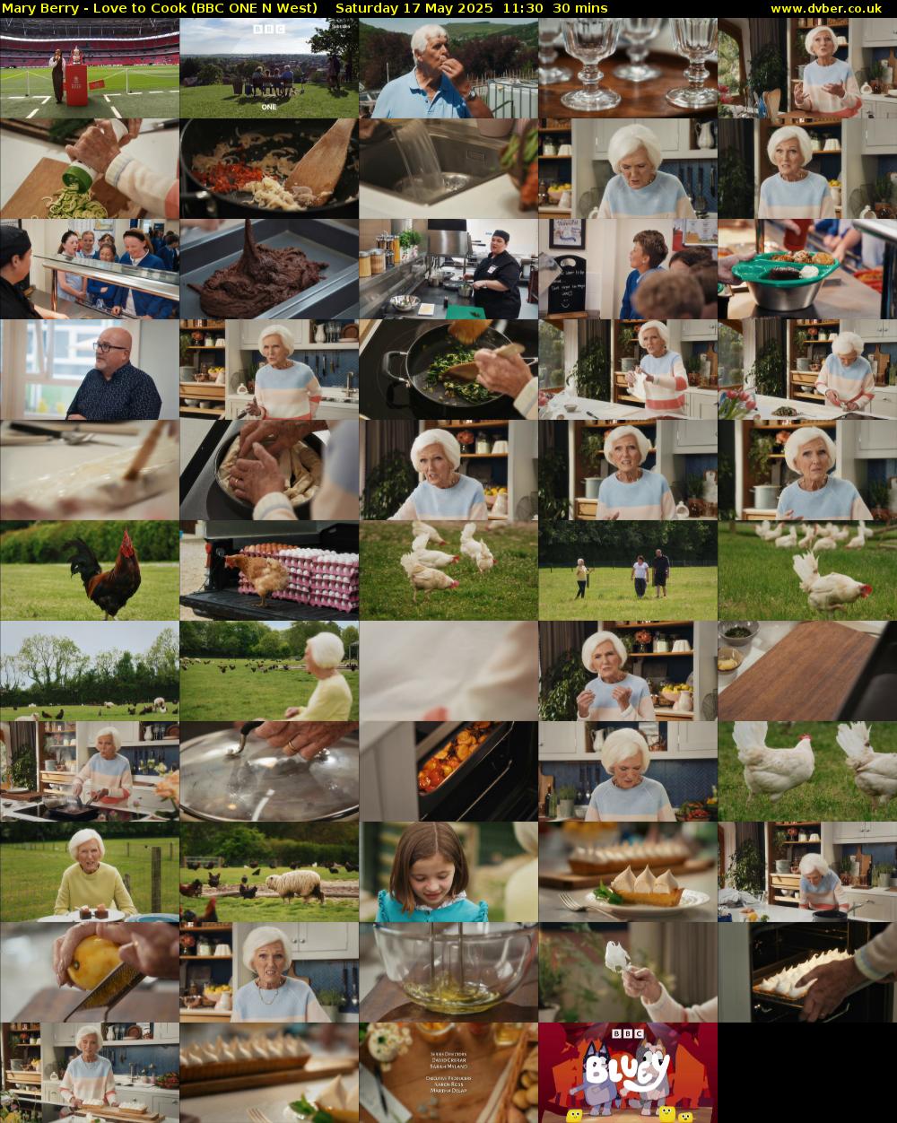 Mary Berry - Love to Cook (BBC ONE N West) Saturday 17 May 2025 11:30 - 12:00