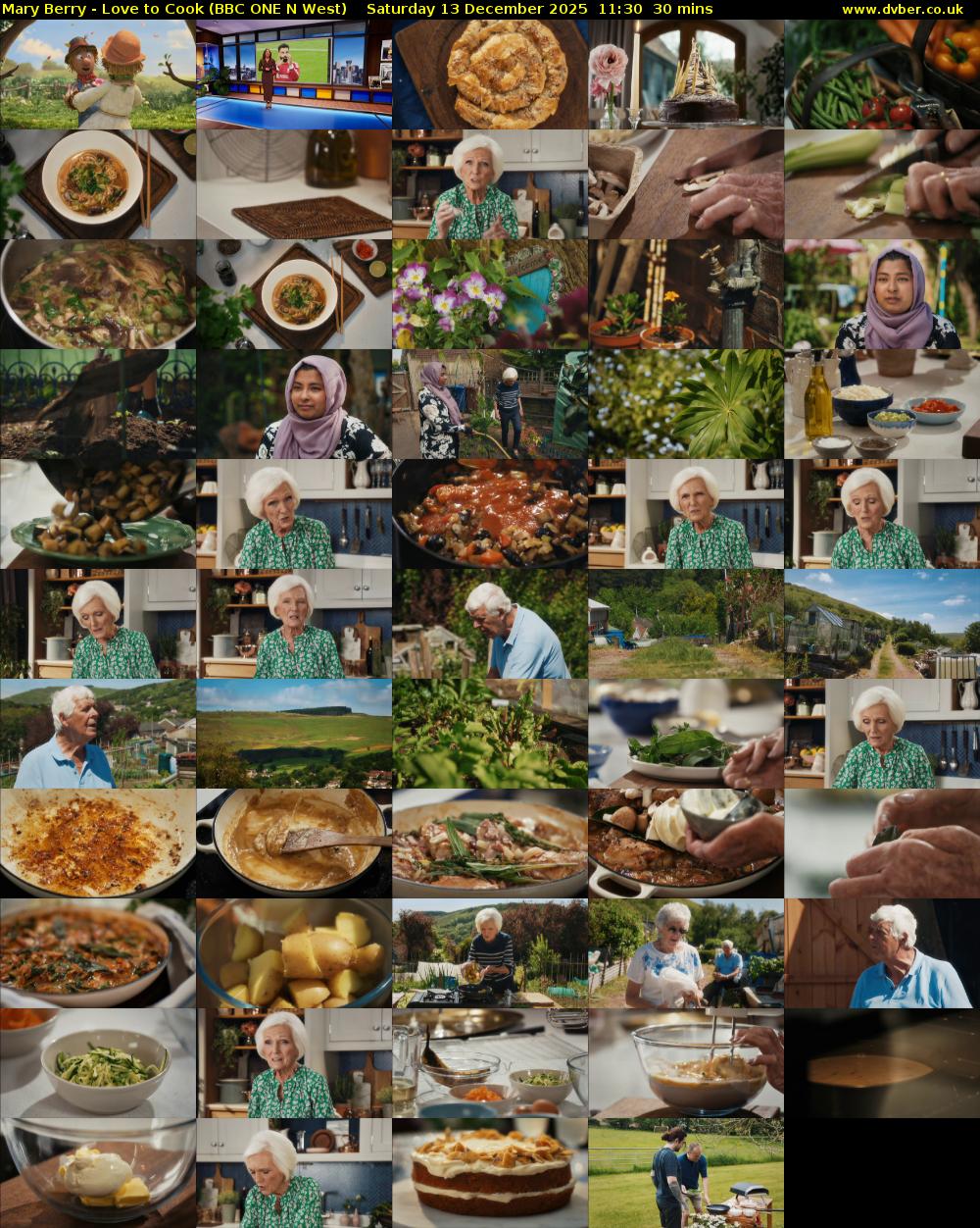 Mary Berry - Love to Cook (BBC ONE N West) Saturday 13 December 2025 11:30 - 12:00