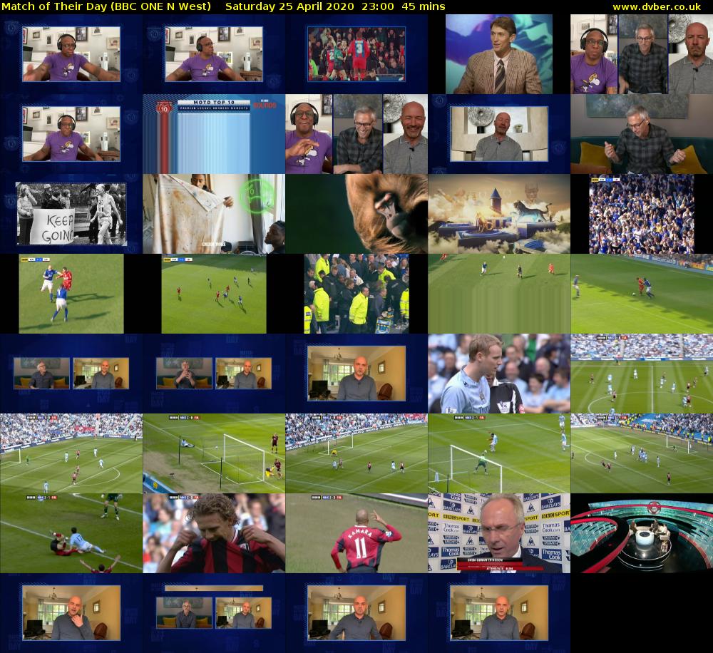 Match of Their Day (BBC ONE N West) Saturday 25 April 2020 23:00 - 23:45
