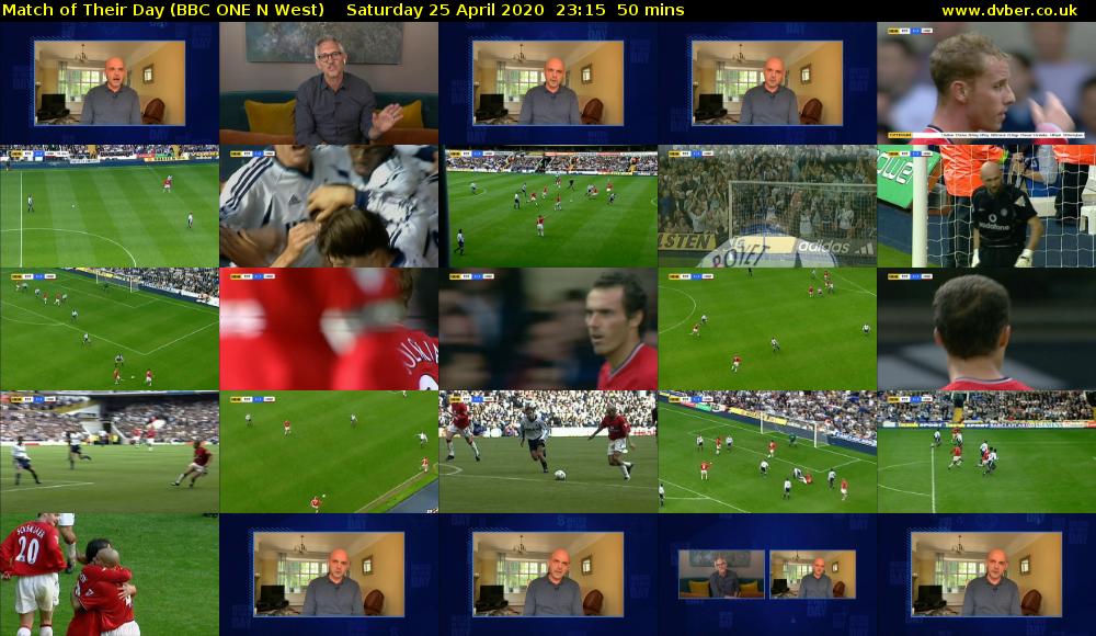 Match of Their Day (BBC ONE N West) Saturday 25 April 2020 23:15 - 00:05