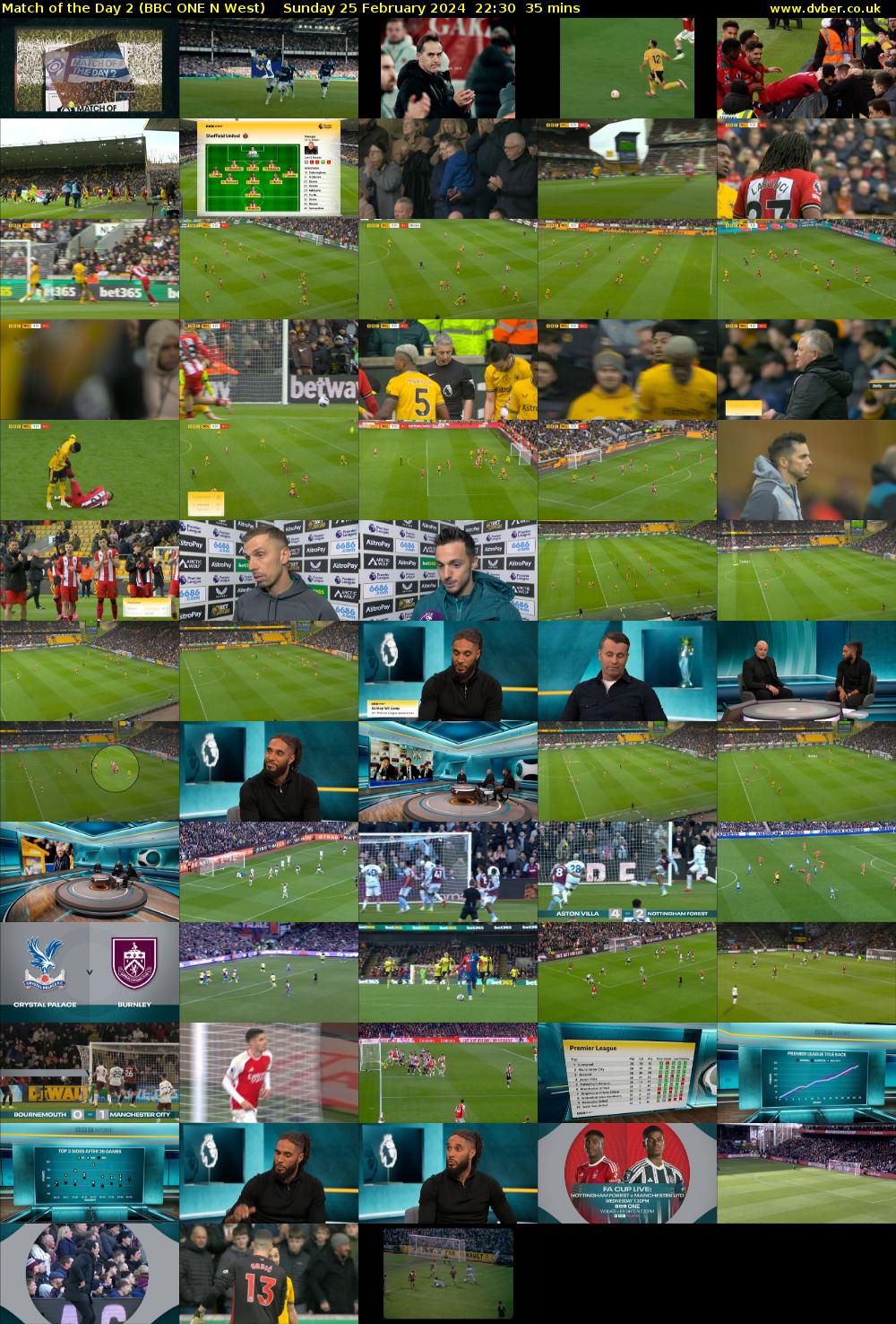 Match of the Day 2 (BBC ONE N West) Sunday 25 February 2024 22:30 - 23:05