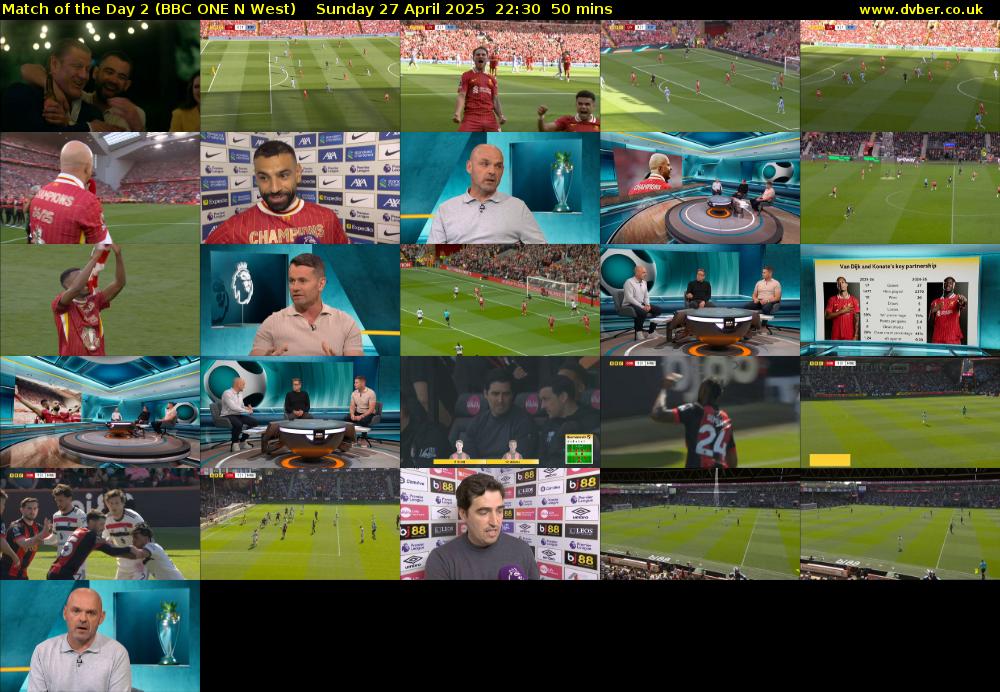 Match of the Day 2 (BBC ONE N West) Sunday 27 April 2025 22:30 - 23:20
