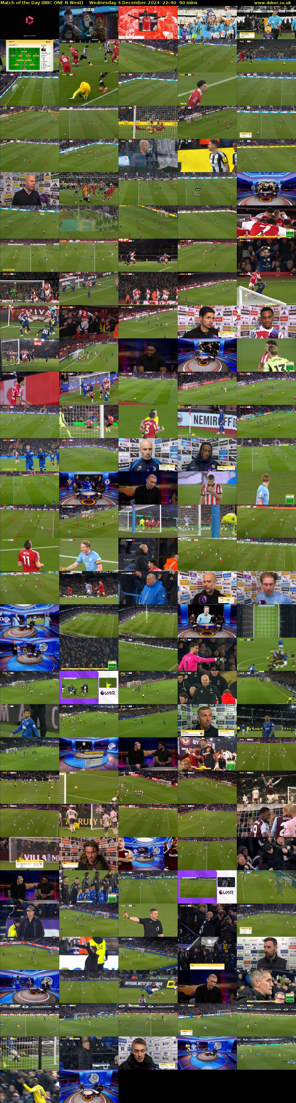 Match of the Day (BBC ONE N West) Wednesday 4 December 2024 22:40 - 00:10
