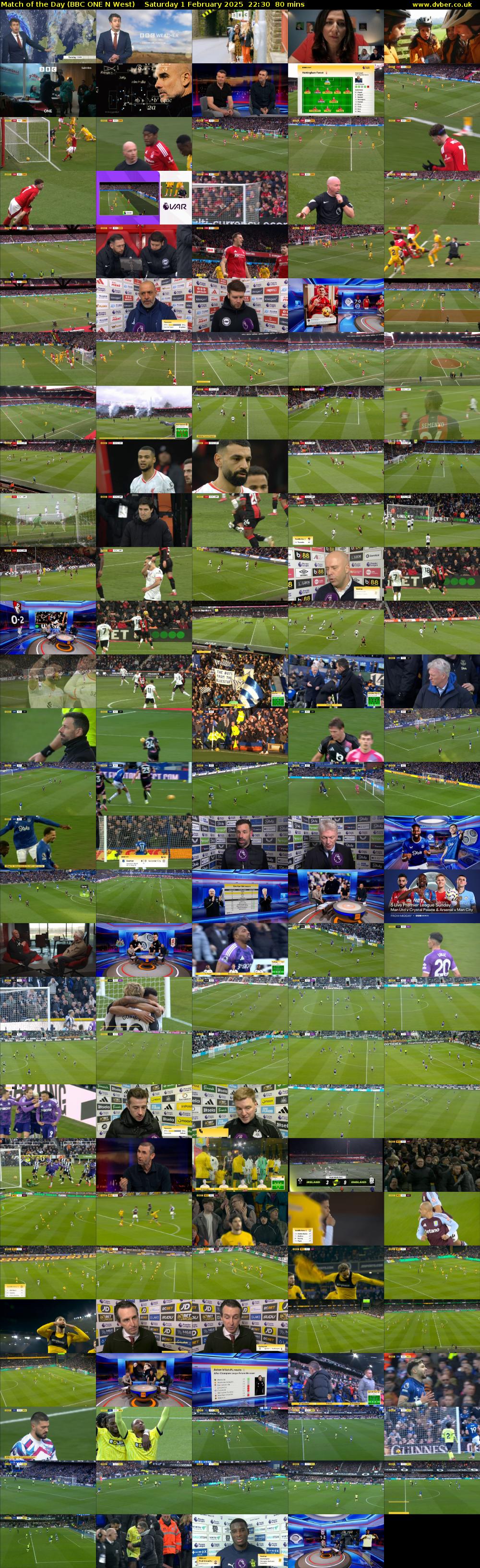 Match of the Day (BBC ONE N West) Saturday 1 February 2025 22:30 - 23:50