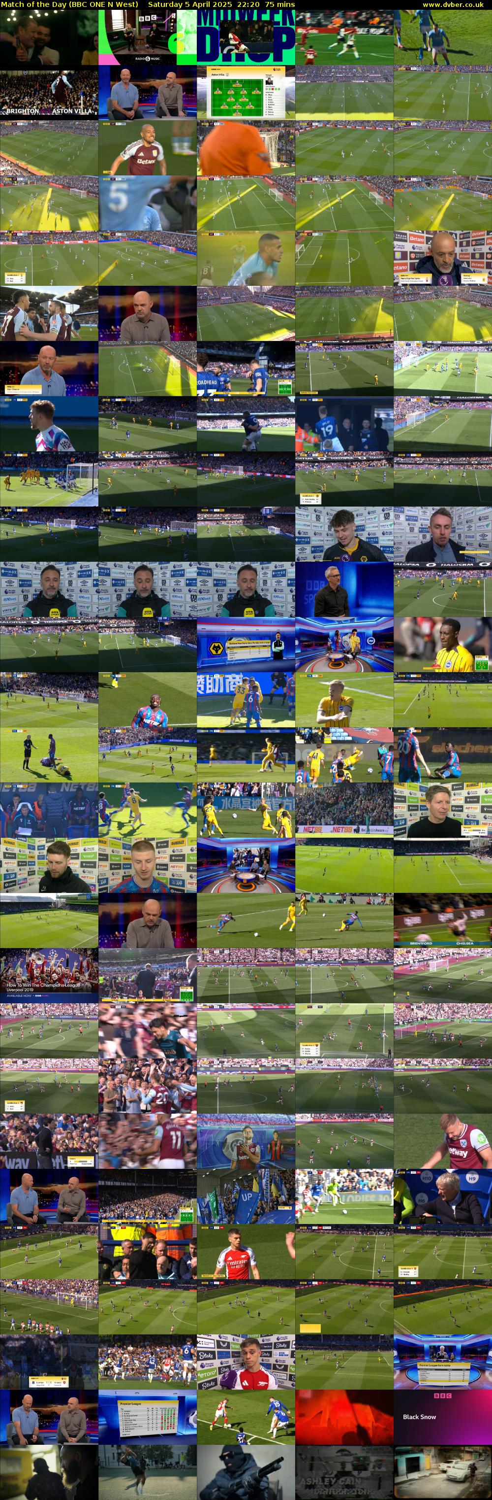 Match of the Day (BBC ONE N West) Saturday 5 April 2025 22:20 - 23:35