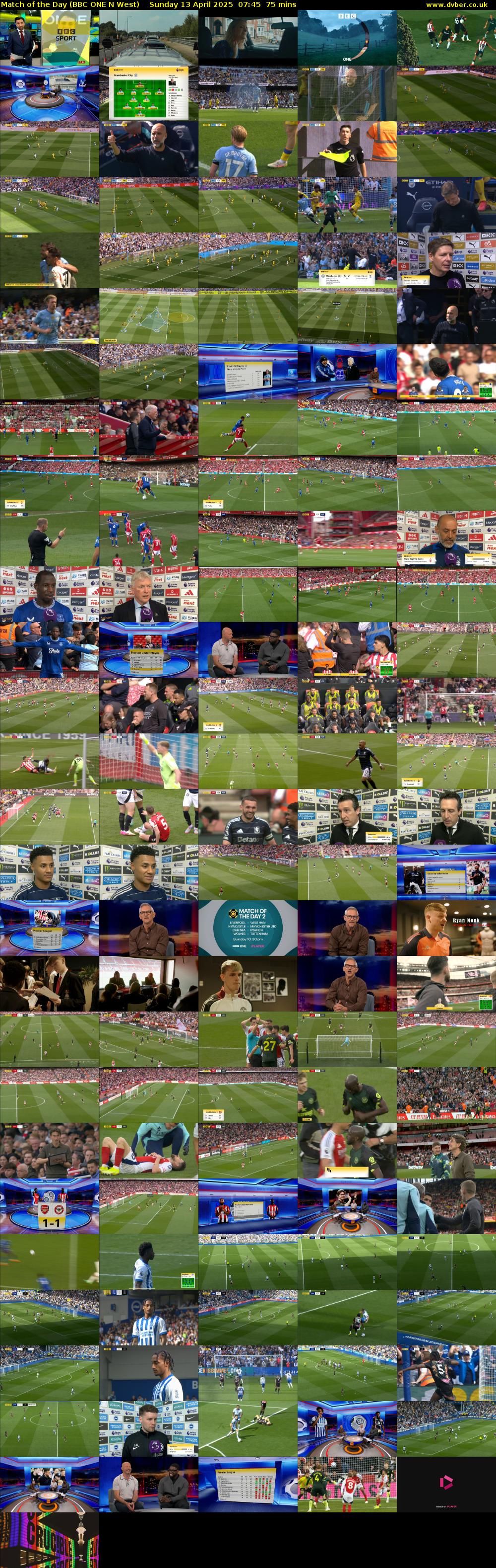 Match of the Day (BBC ONE N West) Sunday 13 April 2025 07:45 - 09:00