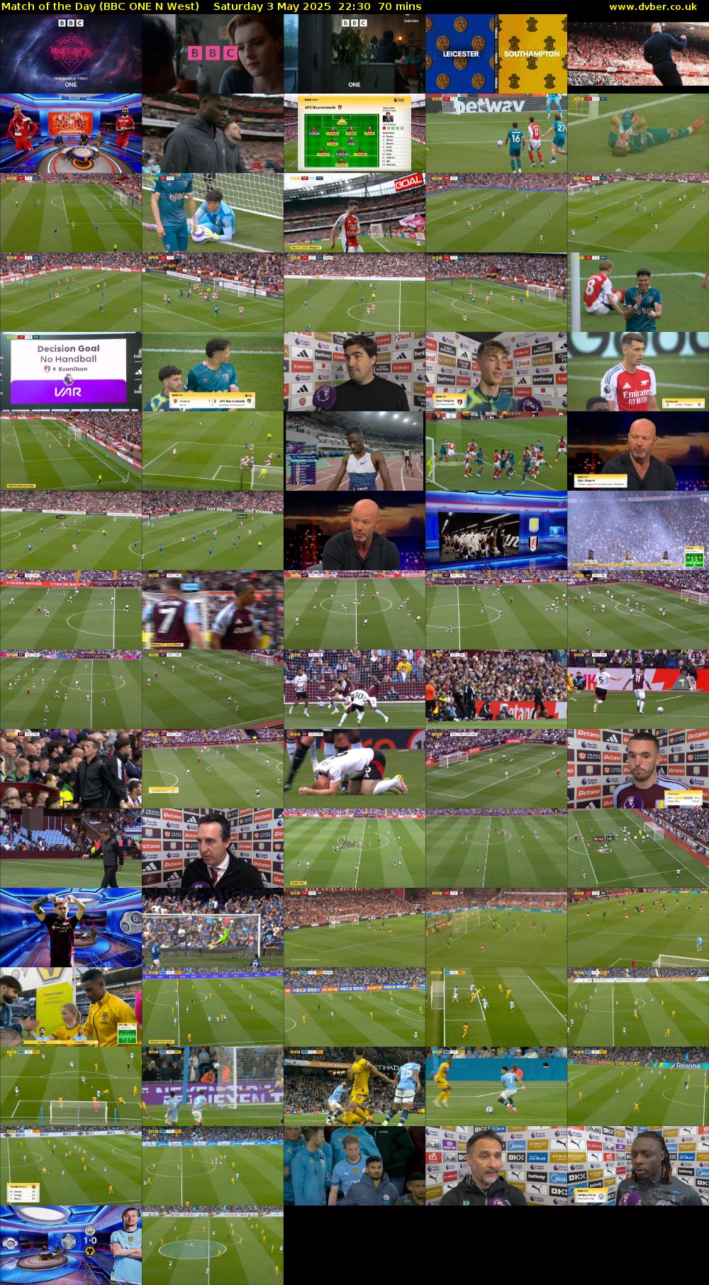Match of the Day (BBC ONE N West) Saturday 3 May 2025 22:30 - 23:40