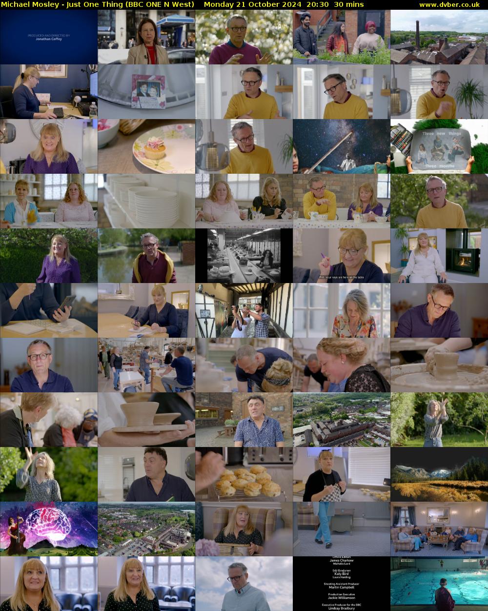 Michael Mosley - Just One Thing (BBC ONE N West) Monday 21 October 2024 20:30 - 21:00