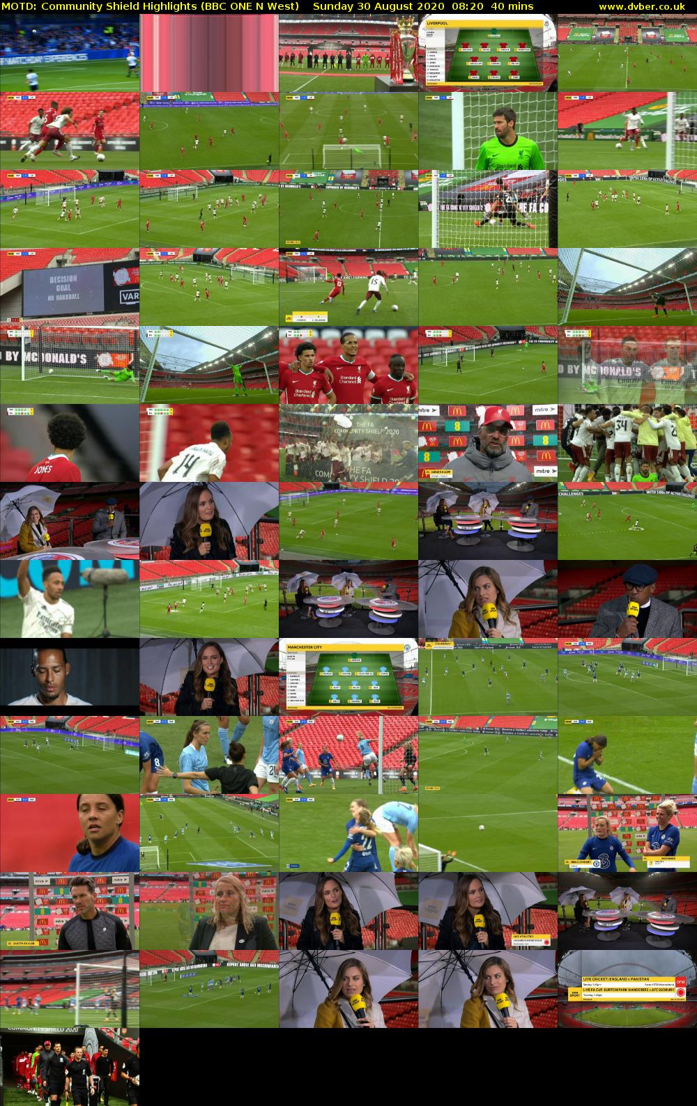 MotD: Community Shield Highlights (BBC ONE N West) Sunday 30 August 2020 08:20 - 09:00