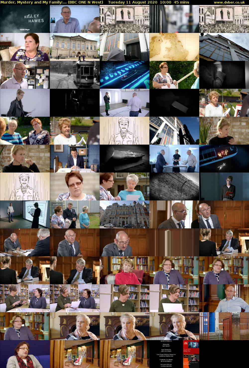 Murder, Mystery and My Family:... (BBC ONE N West) Tuesday 11 August 2020 10:00 - 10:45