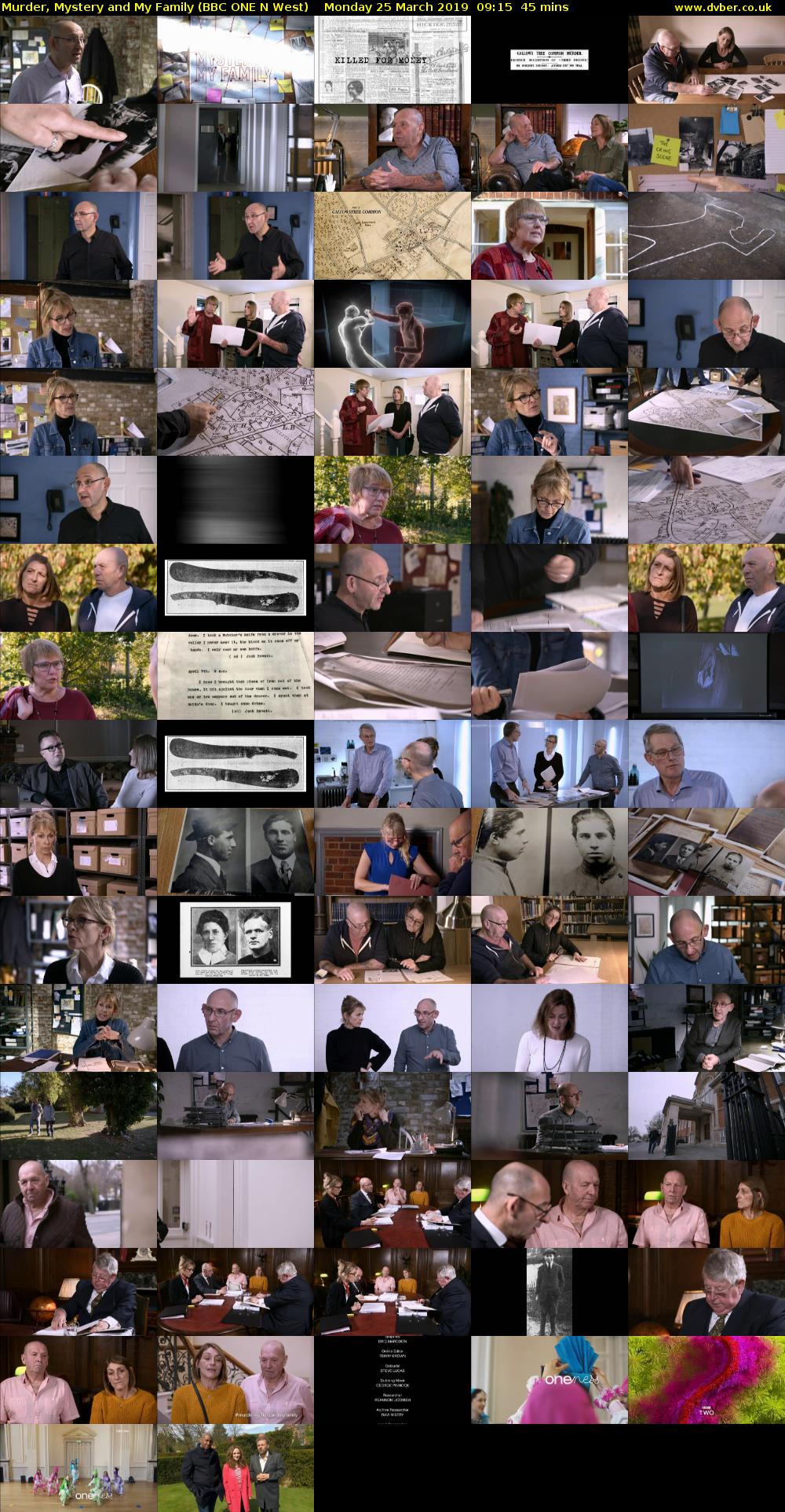 Murder, Mystery and My Family (BBC ONE N West) Monday 25 March 2019 09:15 - 10:00