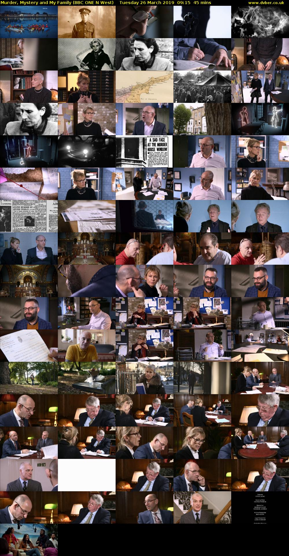 Murder, Mystery and My Family (BBC ONE N West) Tuesday 26 March 2019 09:15 - 10:00