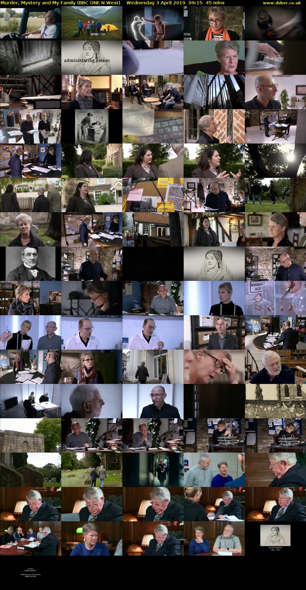 Murder, Mystery and My Family (BBC ONE N West) Wednesday 3 April 2019 09:15 - 10:00