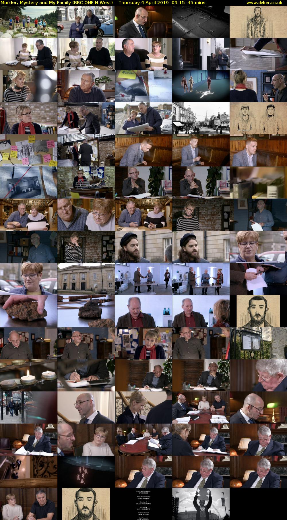 Murder, Mystery and My Family (BBC ONE N West) Thursday 4 April 2019 09:15 - 10:00