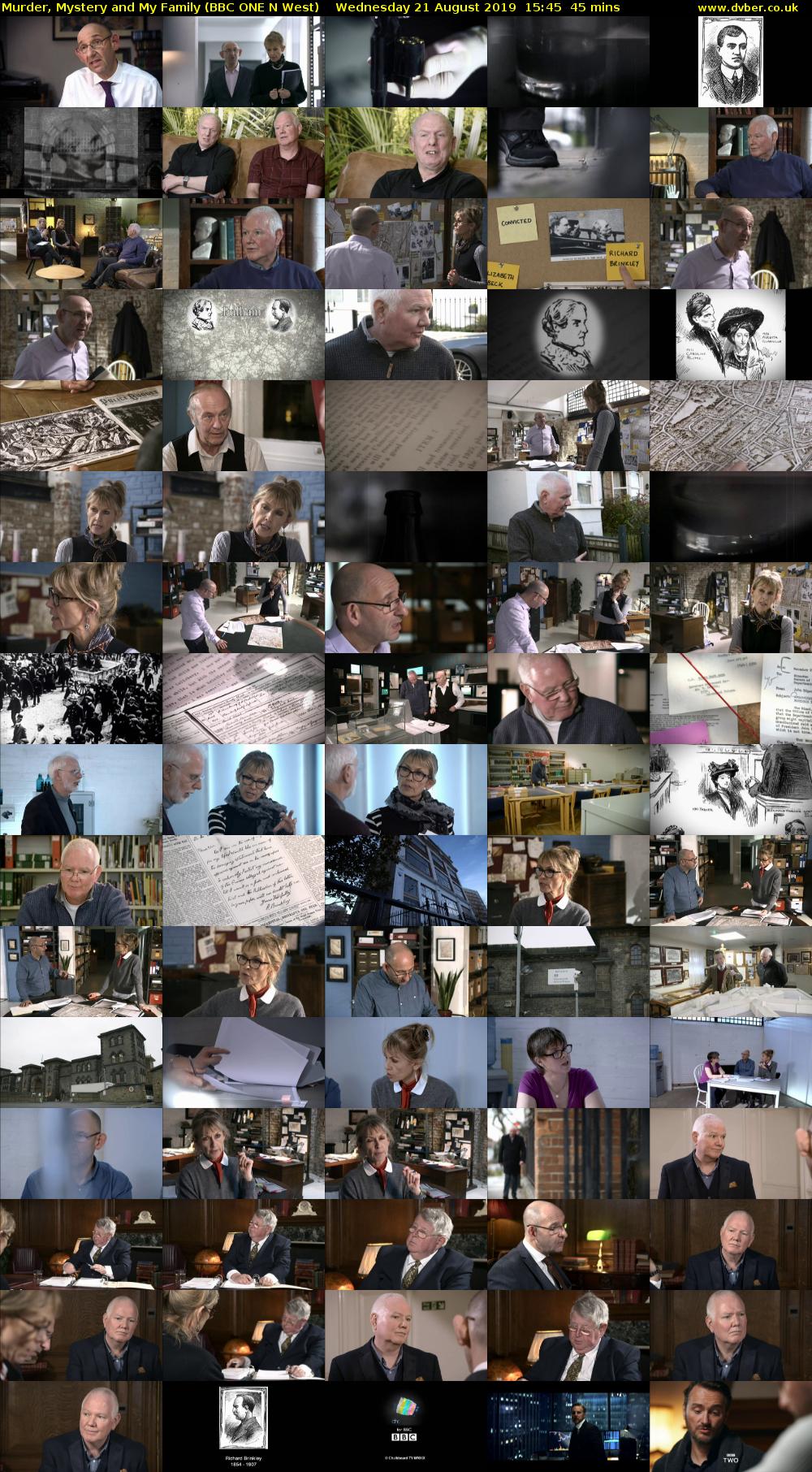 Murder, Mystery and My Family (BBC ONE N West) Wednesday 21 August 2019 15:45 - 16:30