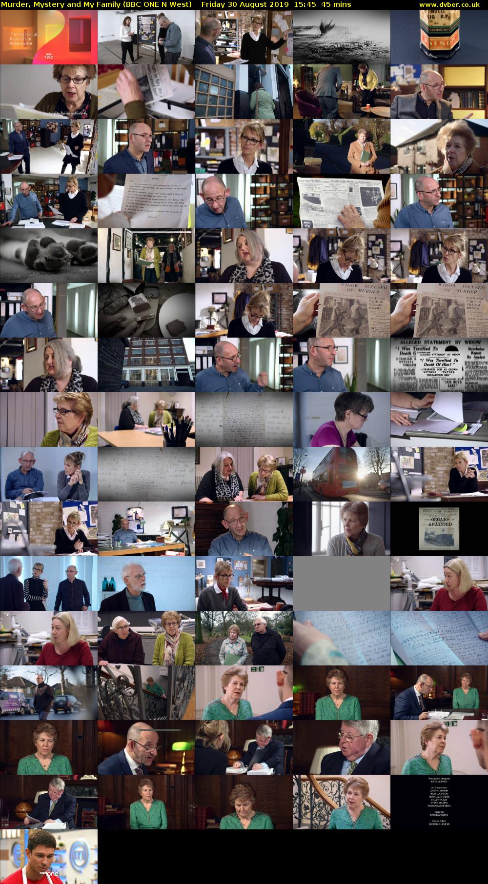 Murder, Mystery and My Family (BBC ONE N West) Friday 30 August 2019 15:45 - 16:30