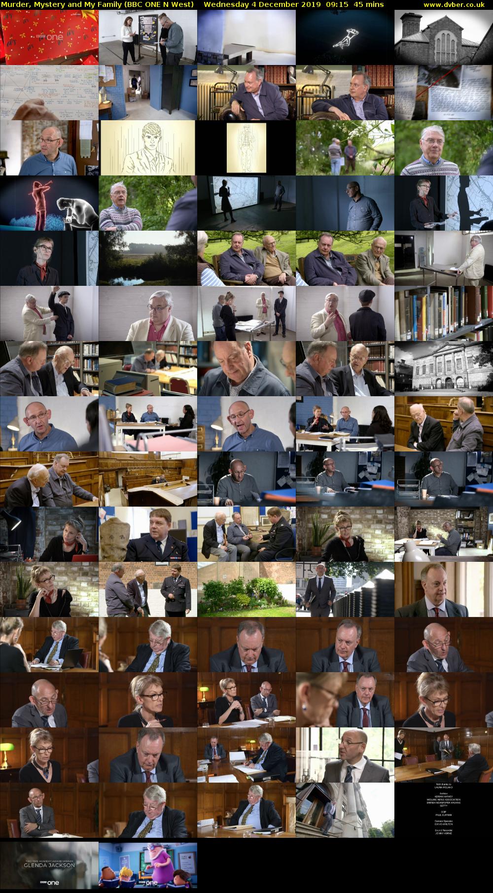 Murder, Mystery and My Family (BBC ONE N West) Wednesday 4 December 2019 09:15 - 10:00