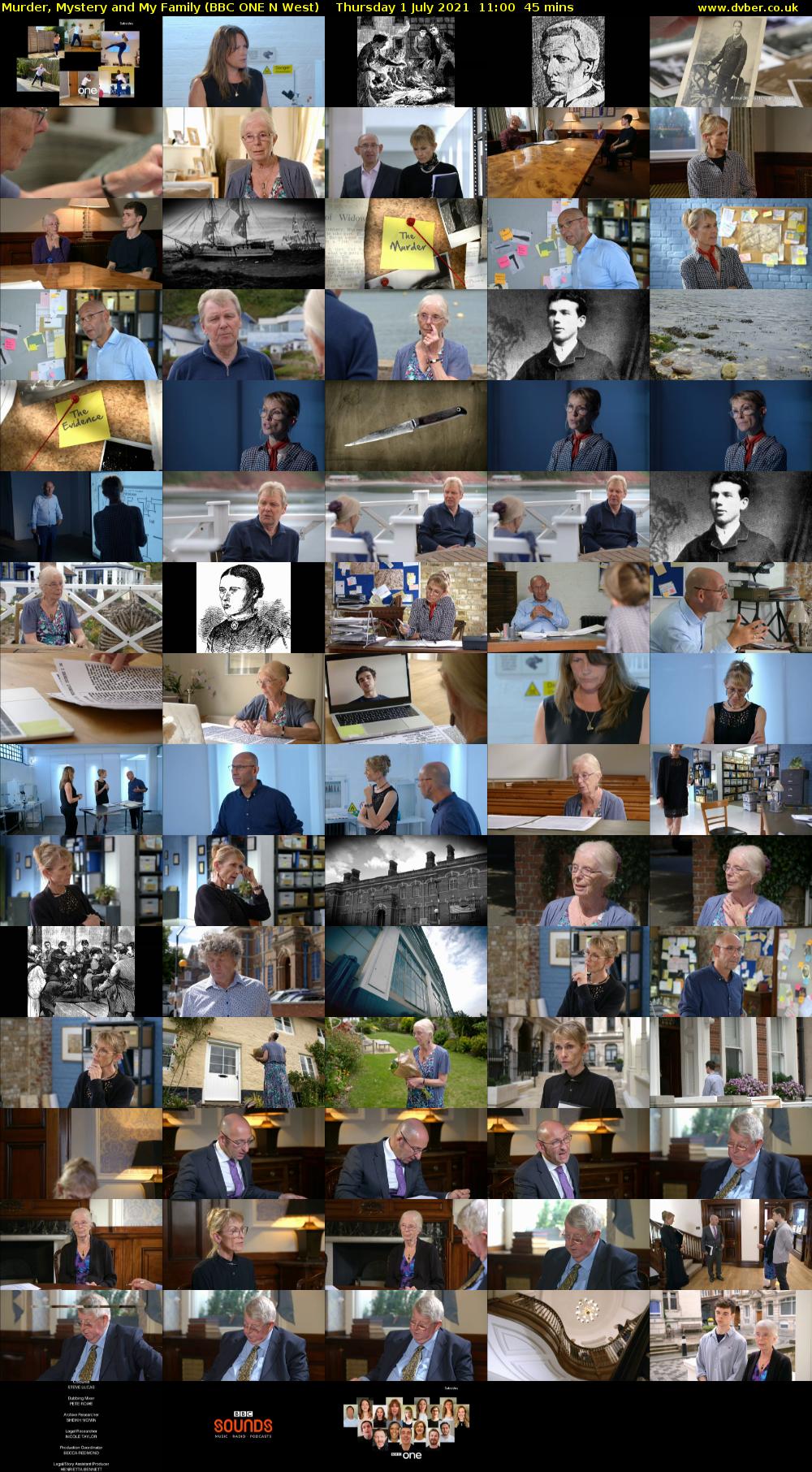 Murder, Mystery and My Family (BBC ONE N West) Thursday 1 July 2021 11:00 - 11:45