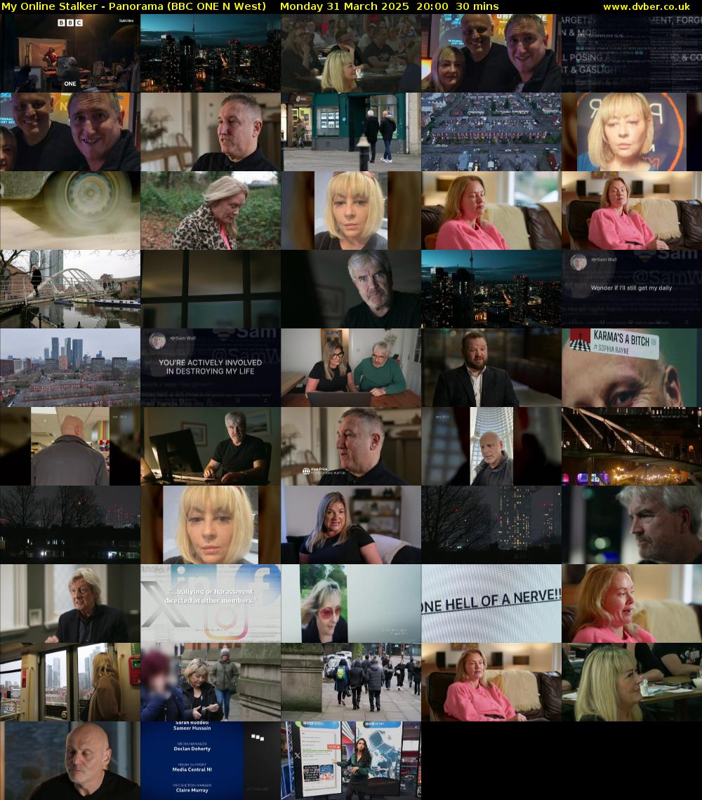 My Online Stalker - Panorama (BBC ONE N West) Monday 31 March 2025 20:00 - 20:30