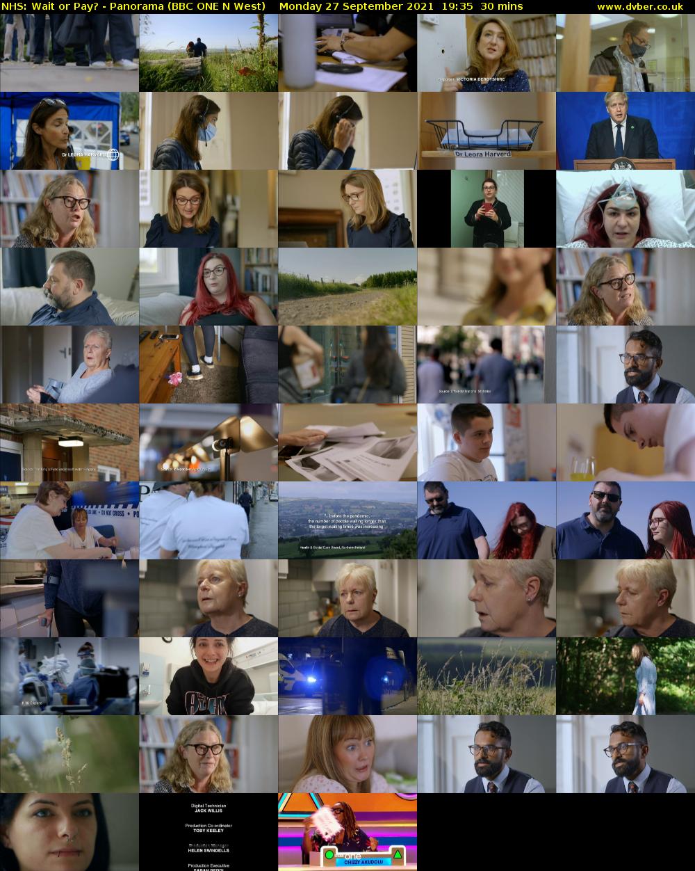 NHS: Wait or Pay? - Panorama (BBC ONE N West) Monday 27 September 2021 19:35 - 20:05