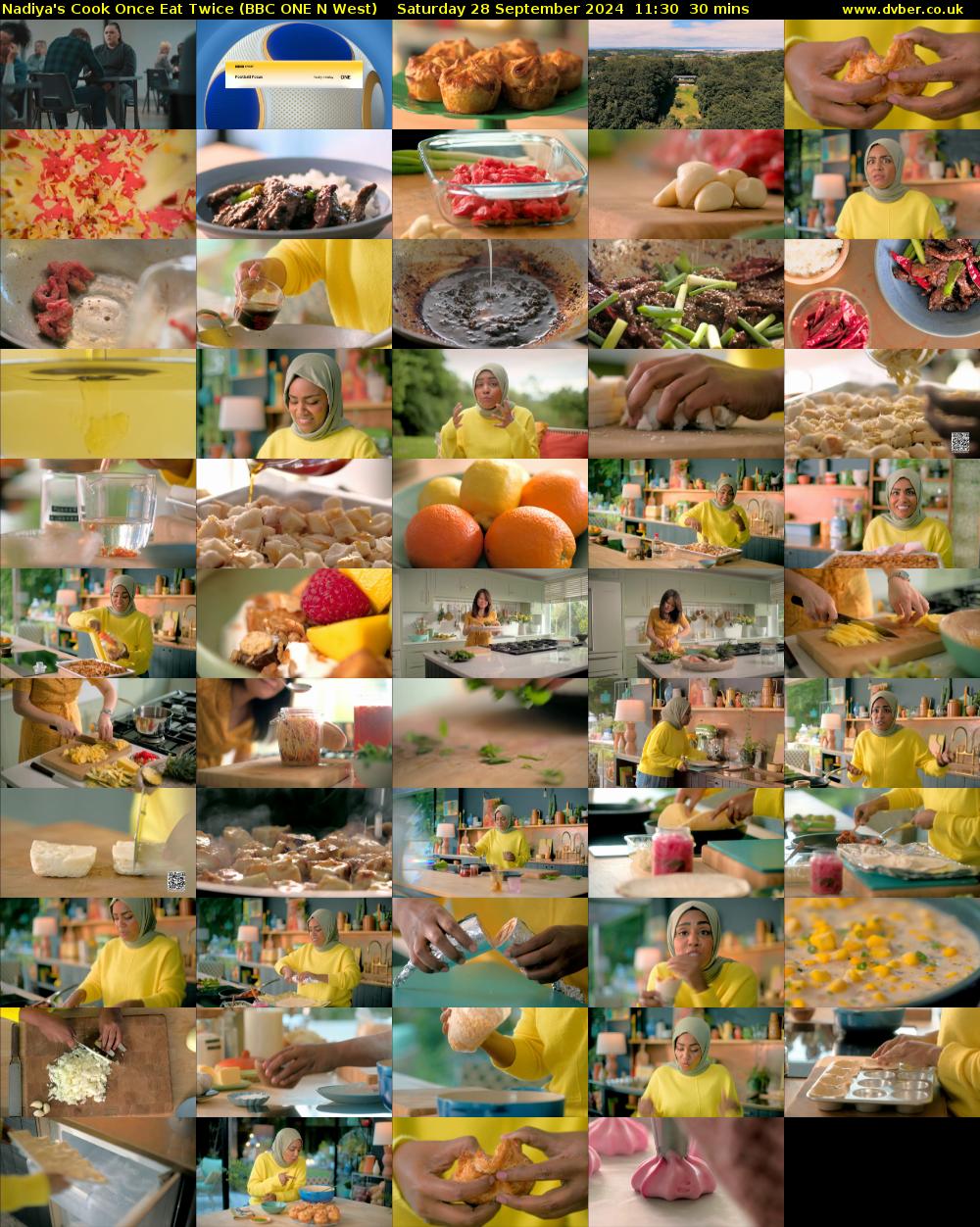 Nadiya's Cook Once Eat Twice (BBC ONE N West) Saturday 28 September 2024 11:30 - 12:00