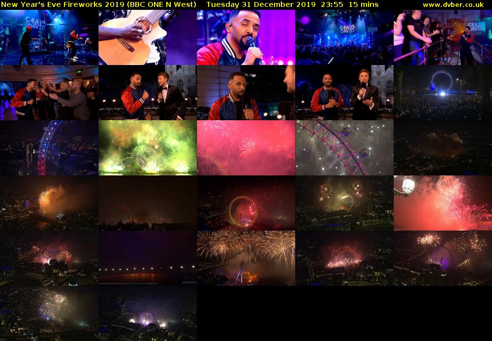 New Year's Eve Fireworks 2019 (BBC ONE N West) Tuesday 31 December 2019 23:55 - 00:10
