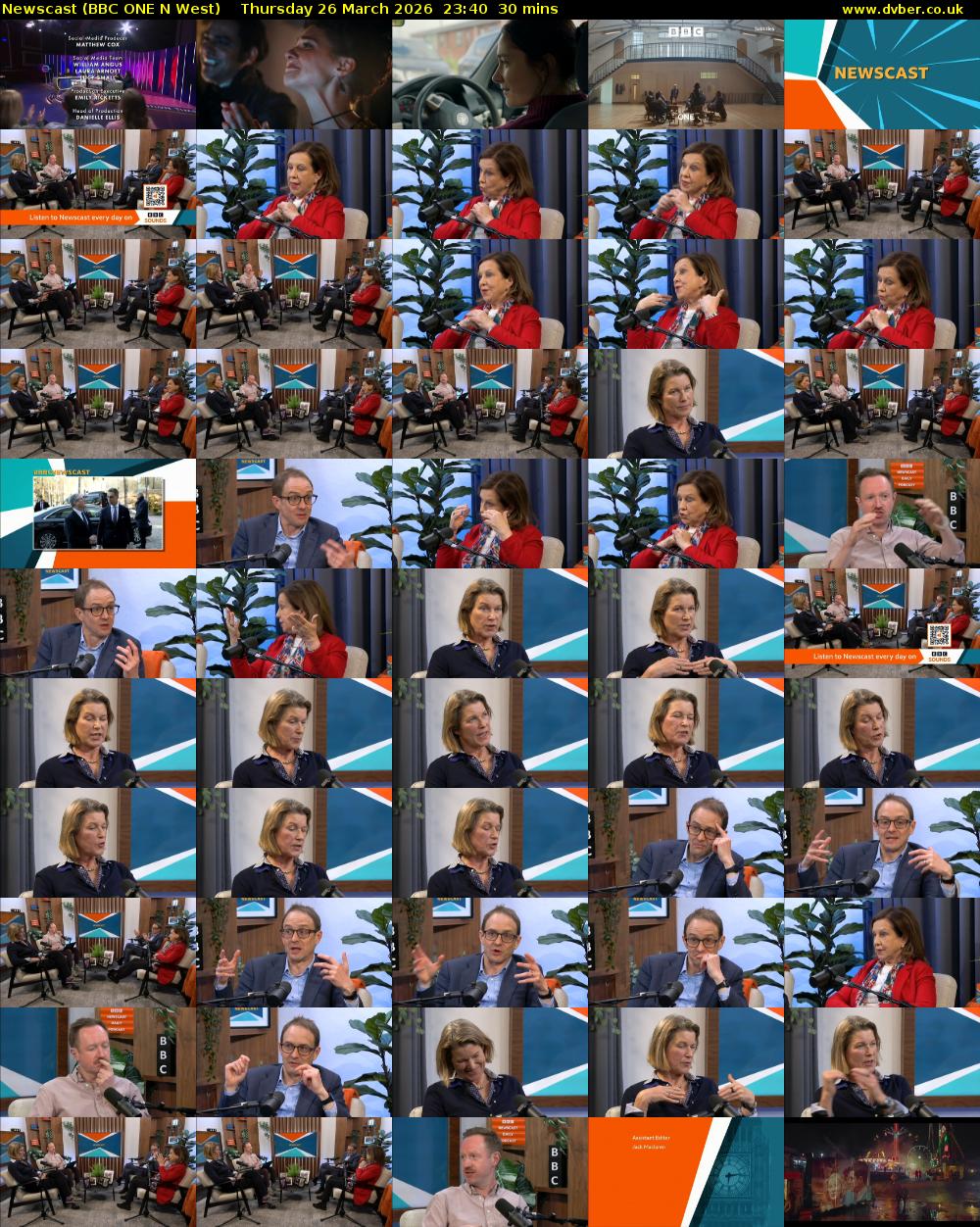 Newscast (BBC ONE N West) Thursday 26 March 2026 23:40 - 00:10