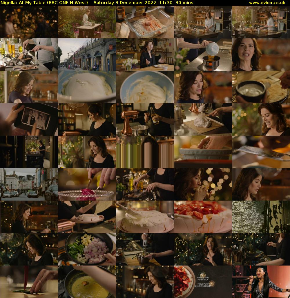 Nigella: At My Table (BBC ONE N West) Saturday 3 December 2022 11:30 - 12:00
