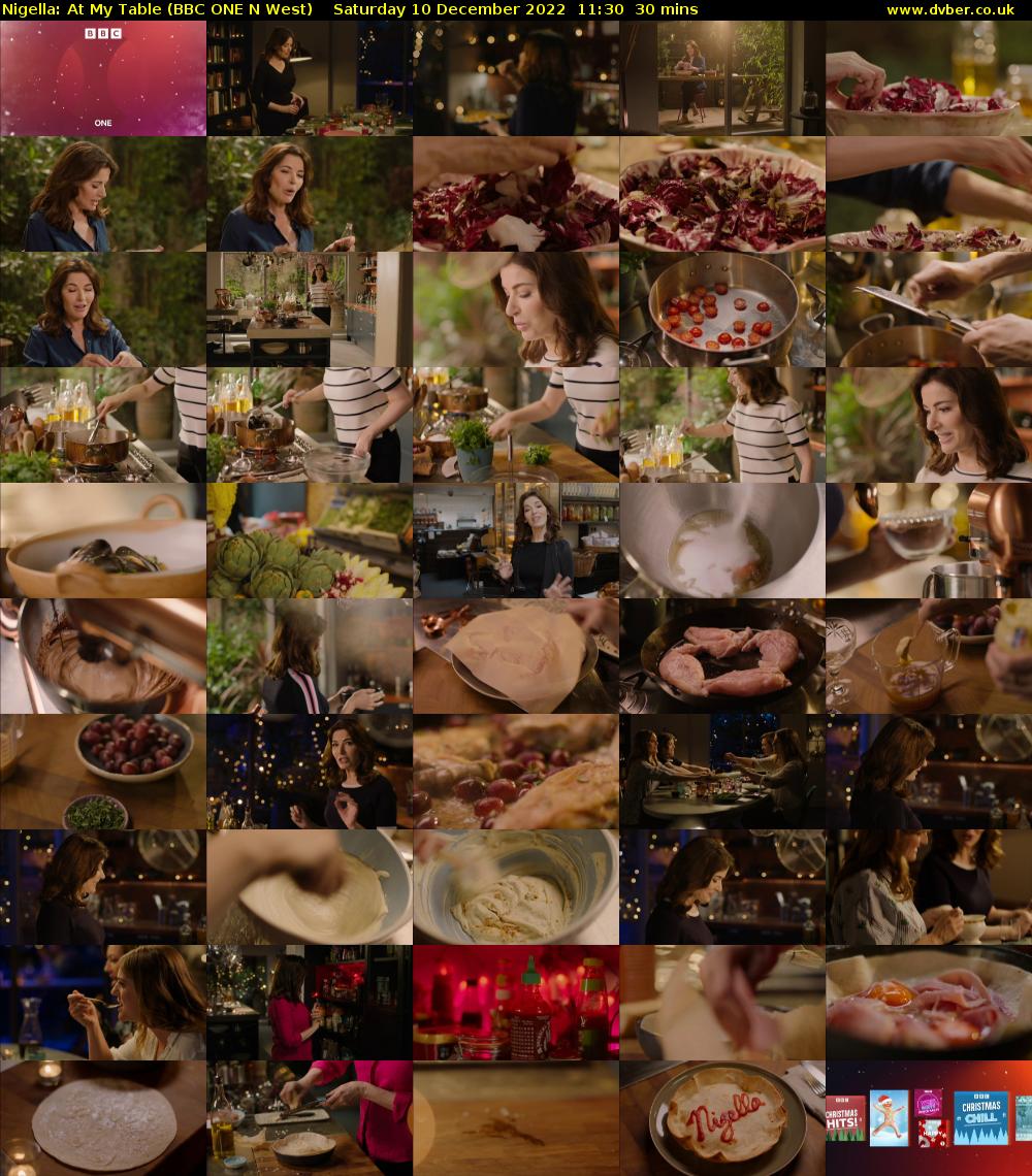 Nigella: At My Table (BBC ONE N West) Saturday 10 December 2022 11:30 - 12:00