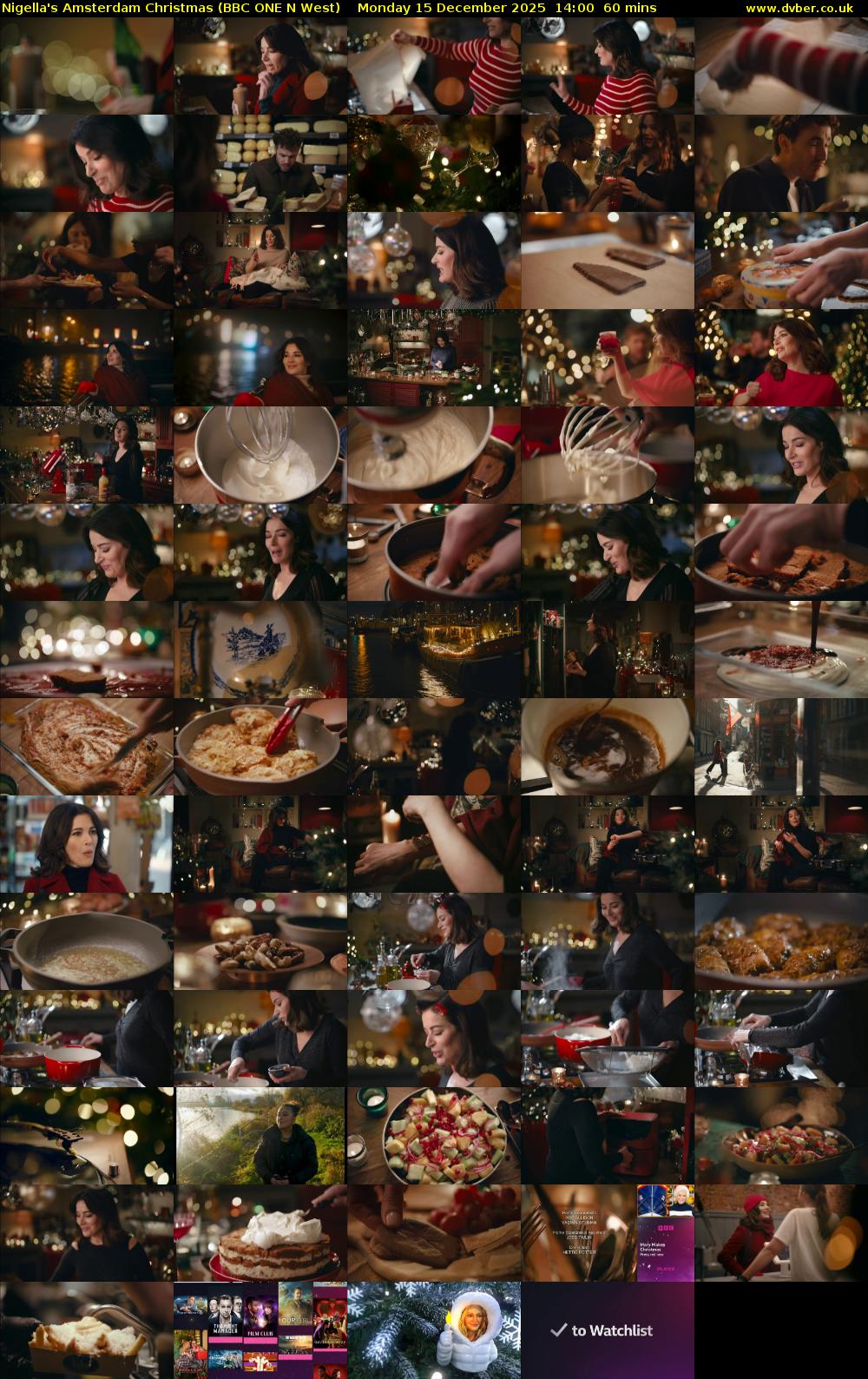Nigella's Amsterdam Christmas (BBC ONE N West) Monday 15 December 2025 14:00 - 15:00
