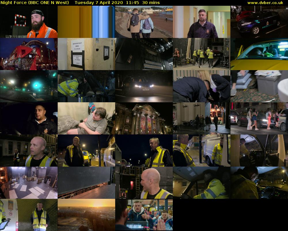 Night Force (BBC ONE N West) Tuesday 7 April 2020 11:45 - 12:15