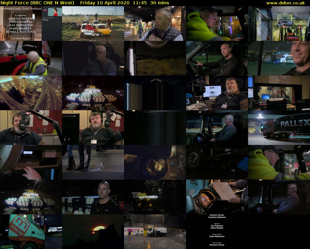Night Force (BBC ONE N West) Friday 10 April 2020 11:45 - 12:15