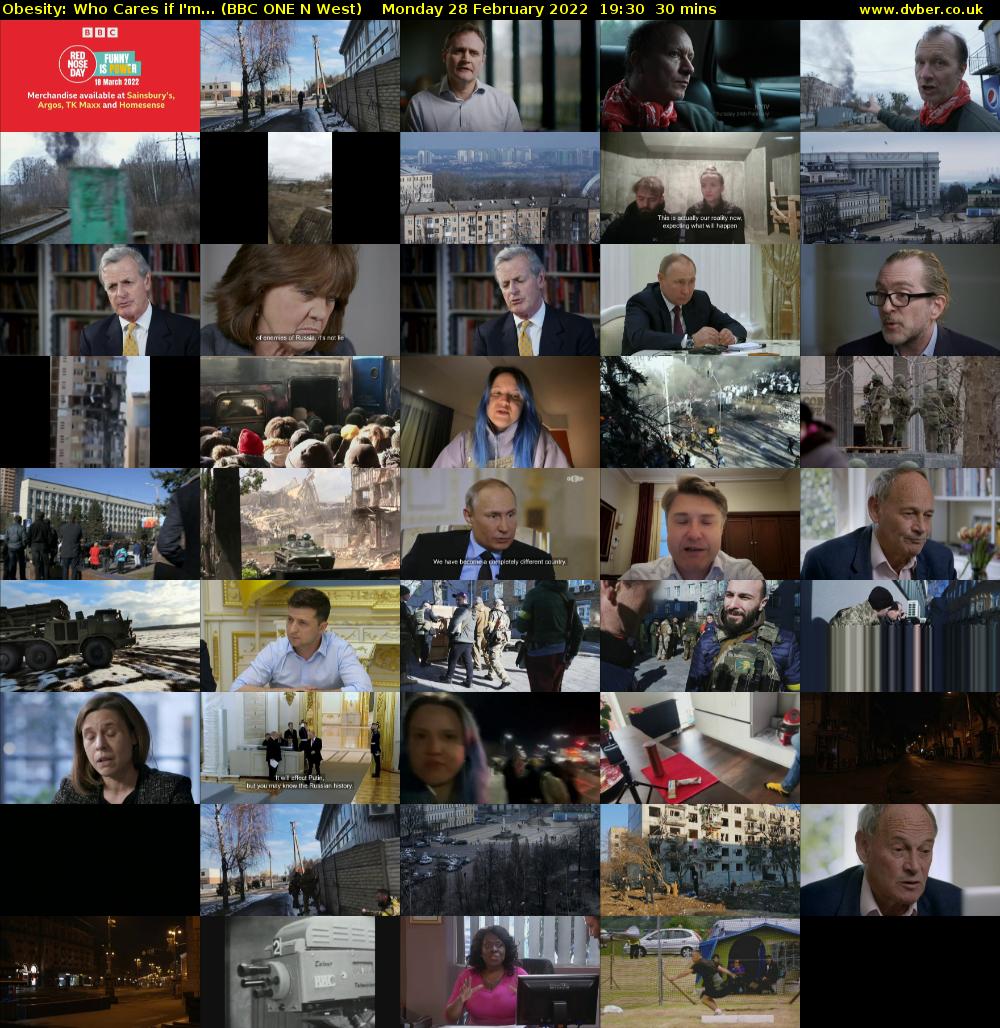 Obesity: Who Cares if I'm... (BBC ONE N West) Monday 28 February 2022 19:30 - 20:00