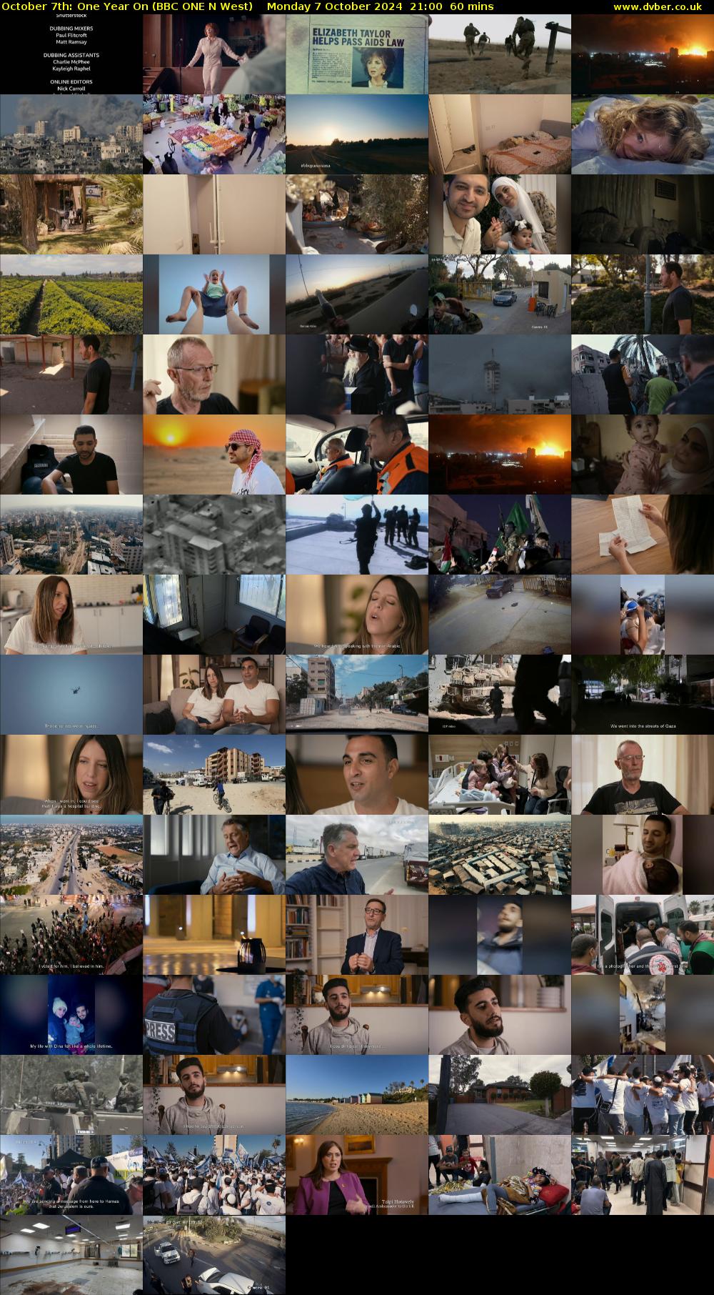 October 7th: One Year On (BBC ONE N West) Monday 7 October 2024 21:00 - 22:00
