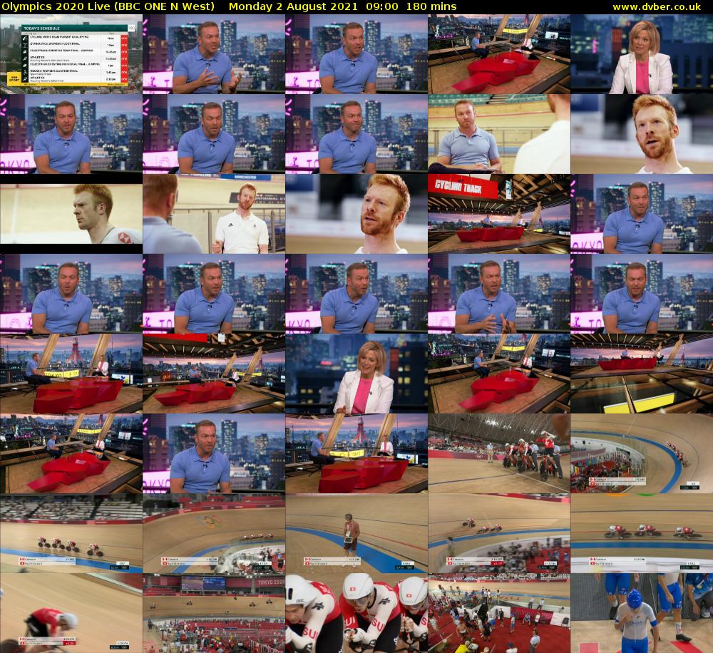 Olympics 2020 Live (BBC ONE N West) Monday 2 August 2021 09:00 - 12:00