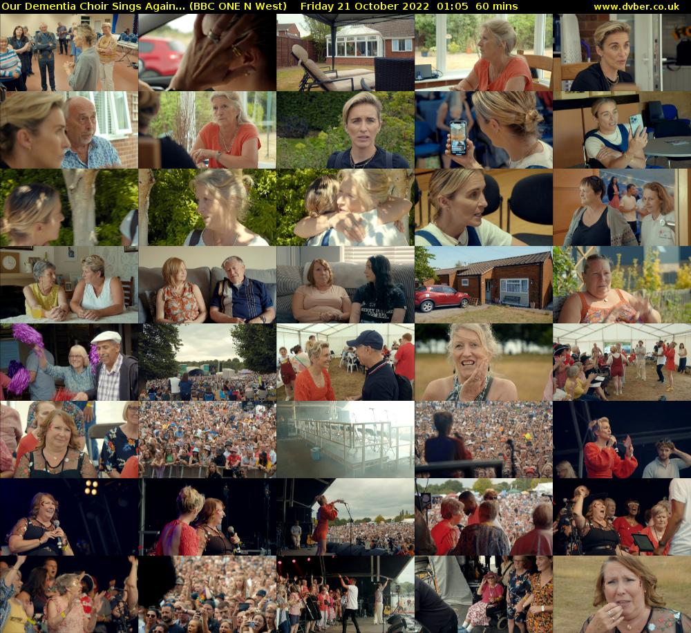 Our Dementia Choir Sings Again... (BBC ONE N West) Friday 21 October 2022 01:05 - 02:05