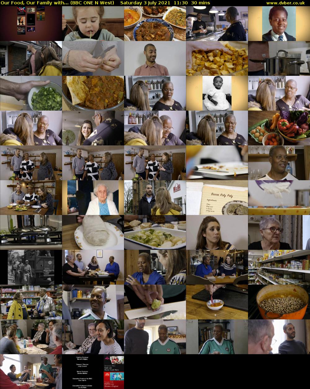 Our Food, Our Family with... (BBC ONE N West) Saturday 3 July 2021 11:30 - 12:00