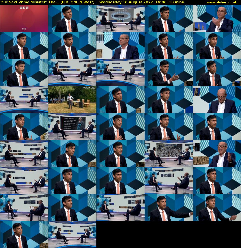 Our Next Prime Minister: The... (BBC ONE N West) Wednesday 10 August 2022 19:00 - 19:30